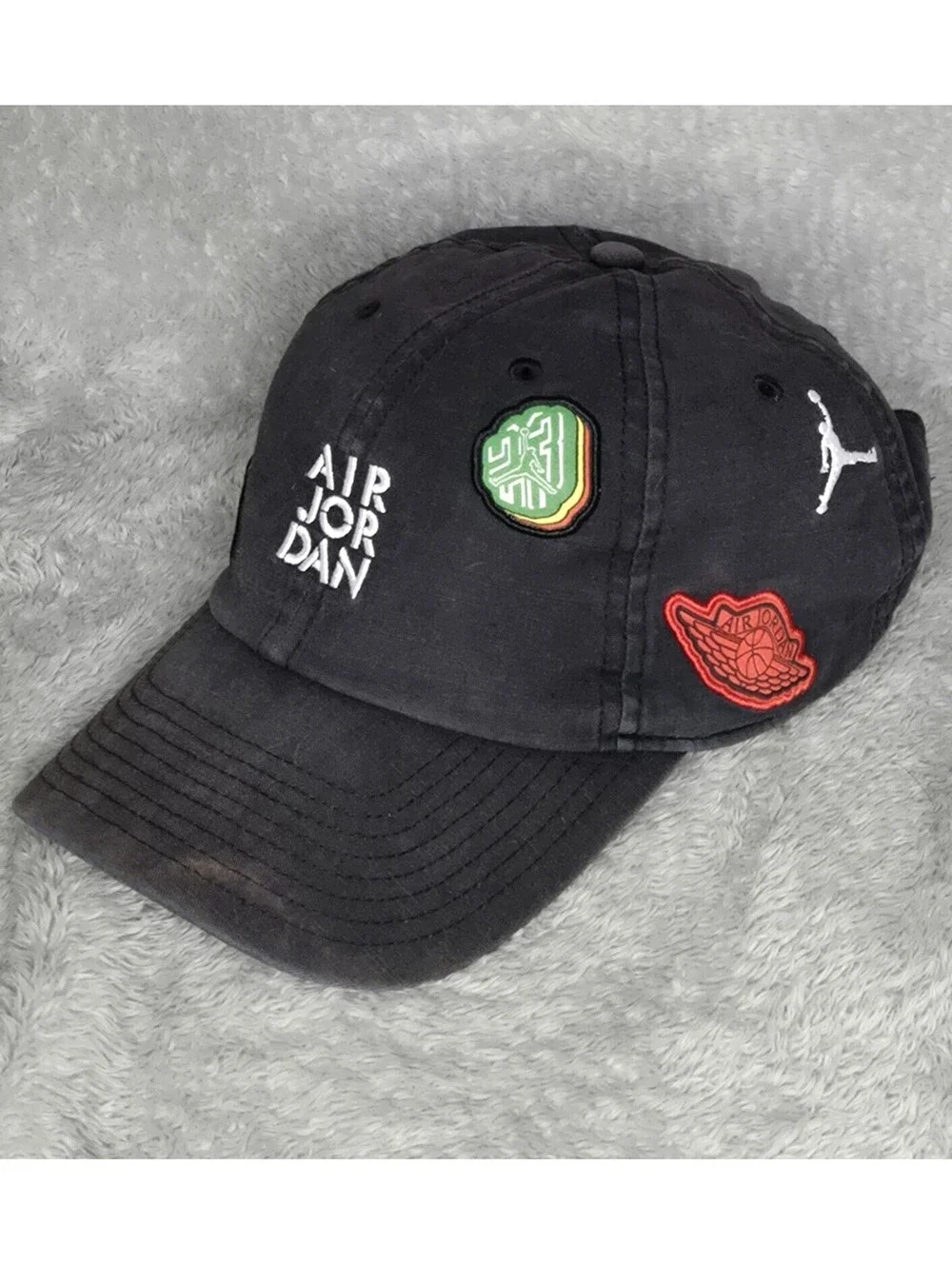 Nike Jordan Heritage 86 H86 Sticker Cap Black Strapback Hat Flight 23 Patches